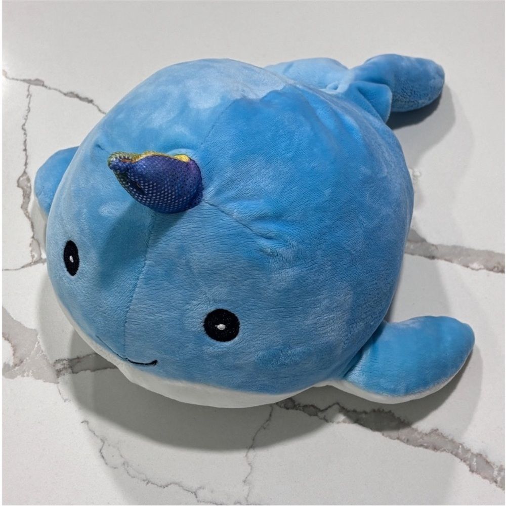 KELLYTOY 12" Blue Narwhal Plush Squishy Stuffed Animal Toy Ocean